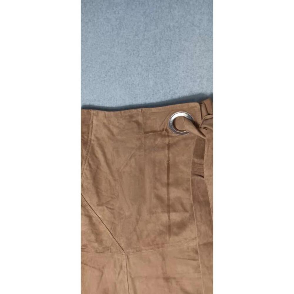 29 Porter Rd Goat Leather Midi Skirt Wrap Womens Size Medium Brown Tie... - Picture 3 of 13